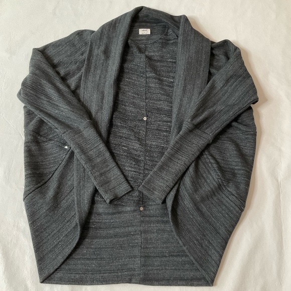Aritzia Wilfred Diderot Sweater Open-Front Cocoon Cardigan Space Dye Black Small - Picture 8 of 16